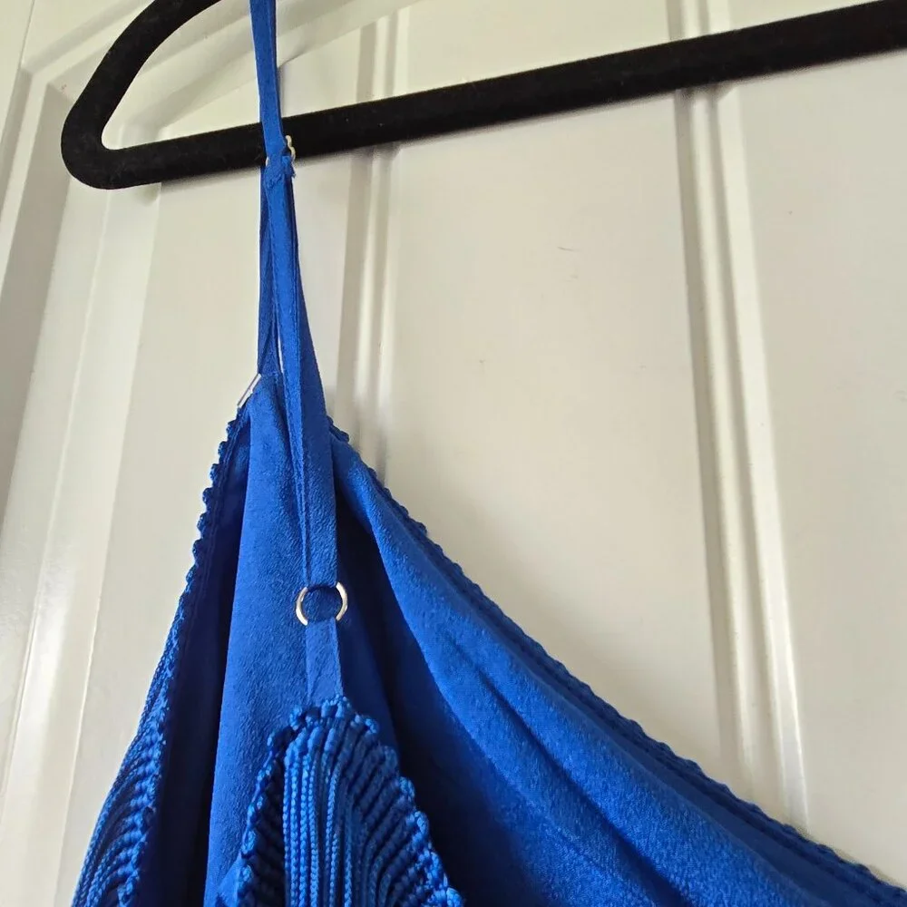 Showpo Siofra Mini Dress Blue Zig Zag Fringe Tassel Party Festival US 14 / EU 46 - Picture 12 of 16